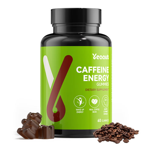 Yeaaut Caffeine Energy Gummies|80mg Caffeine for Anti-Fatigue & Focus|Chewable Cappuccino Flavor |60 Gummies