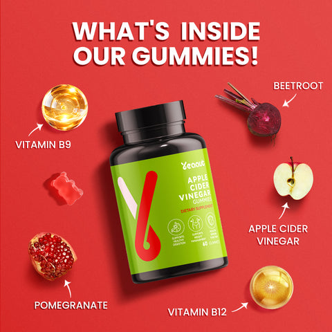 Apple Cider Vinegar Gummies |1000mg ACV Gummies with Vitamin B12|Supports Digestion and Immune Health|60 Gummies