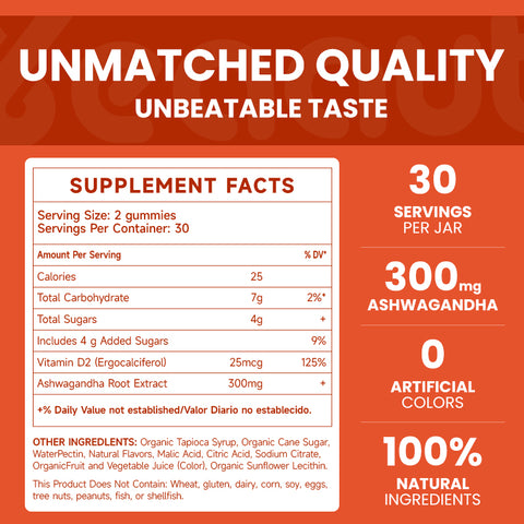 Ashwagandha Gummies |Improve Antioxidant Capacity,Support Calm Mood & Tranquil Sleep|60 Gummies