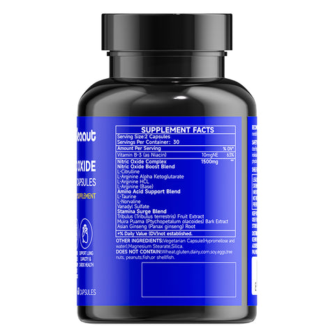 Nitric Oxide Booster| 1500mg L-Arginine & L-Citrulline Formula | Enhances Endurance, Supports Muscle Recovery & Cardiovascular Health|60 Capsules