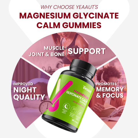 Magnesium Glycinate Calm Gummies |400mg High Absorption for Sleep, Muscle Relaxation, and Immunity |60 Gummies