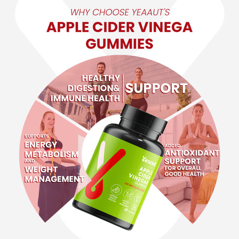 Apple Cider Vinegar Gummies |1000mg ACV Gummies with Vitamin B12|Supports Digestion and Immune Health|60 Gummies