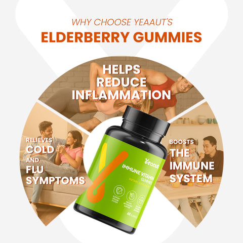 Elderberry Gummies|Elderberry, Vitamin C, D & Zinc|for supplement vitamins and enhance immunity| 60 Gummies