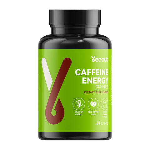 Yeaaut Caffeine Energy Gummies|80mg Caffeine for Anti-Fatigue & Focus|Chewable Cappuccino Flavor |60 Gummies