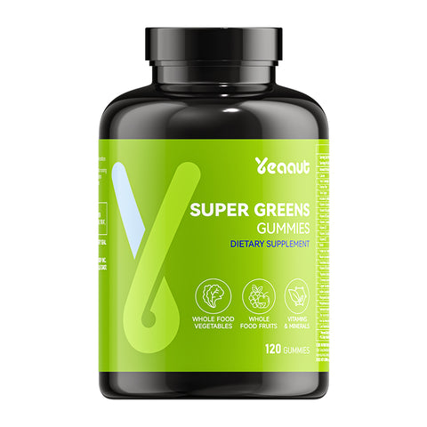 Yeaaut Super Greens Gummies|Organic Spirulina and Chlorella & Multi-Vitamins and Minerals|Prebiotics for Digestive & Gut Health|120 Gummies