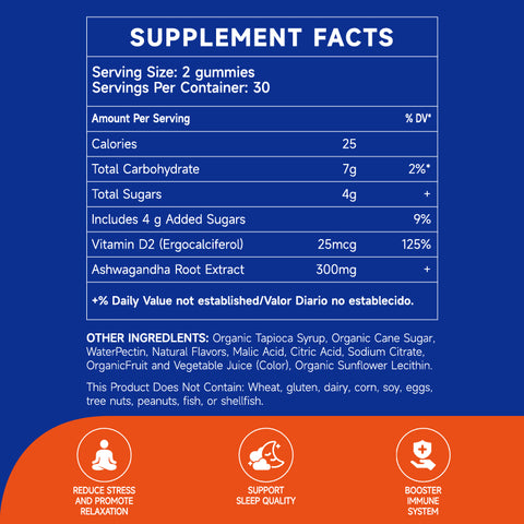 Ashwagandha Gummies |Improve Antioxidant Capacity,Support Calm Mood & Tranquil Sleep|60 Gummies